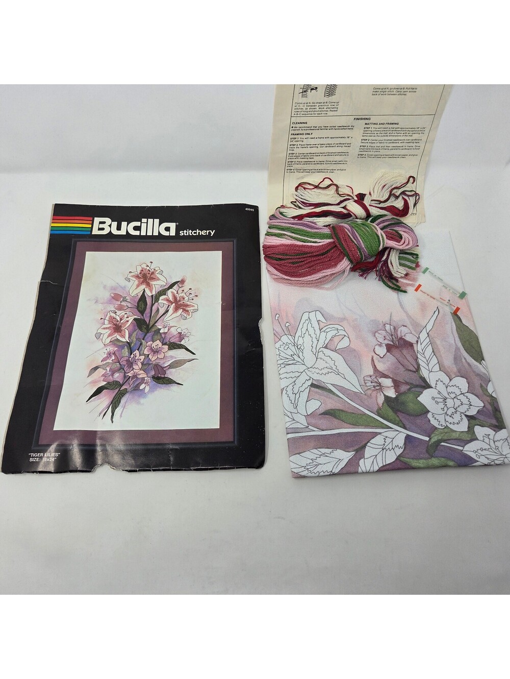 Bucilla Tiger Lilies Stitchery Kit 18x24 Embroidery Floral Design